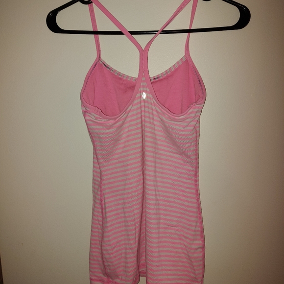 Lululemon Pink Stripe Power Y Tank - Picture 5 of 7